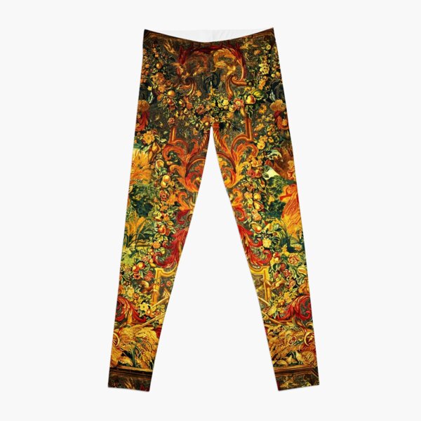 Disover SEASONS AND ELEMENTS,SUMMER FLORA, LOUIS XIV French Royal Embroidery Tapestry Detail | Leggings