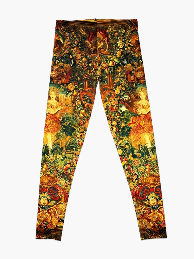 Disover SEASONS AND ELEMENTS,SUMMER FLORA, LOUIS XIV French Royal Embroidery Tapestry Detail | Leggings