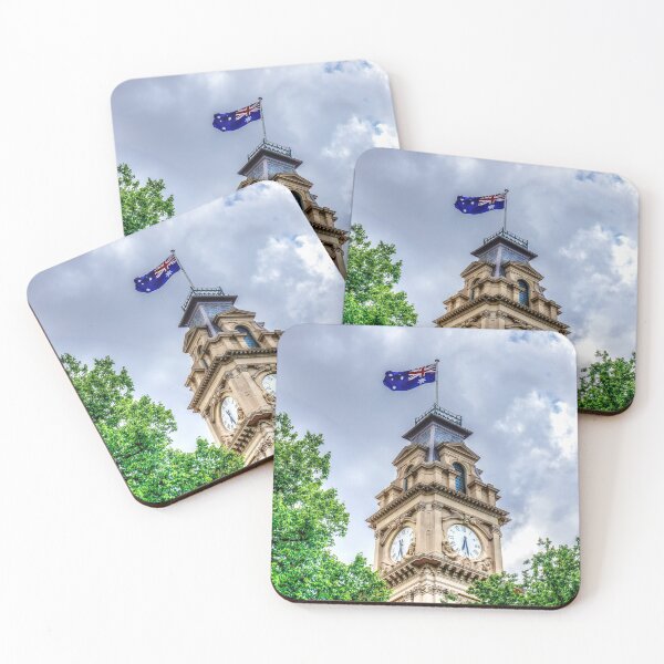 Item preview, The Clock Tower and Australian Flag at the Historic Town Hall - Bendigo, Victoria designed and sold by Steven Jodoin.