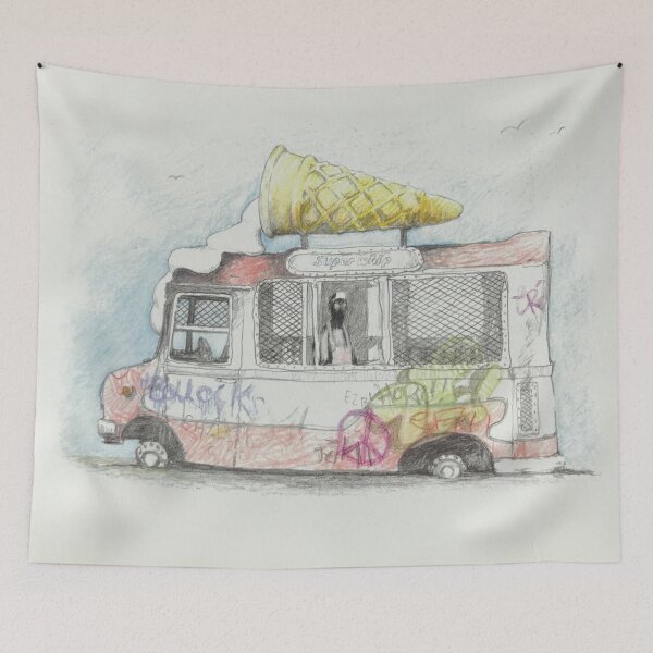 Item preview, Banksy Drawing Ice Cream Wagon designed and sold by WE-ARE-BANKSY.