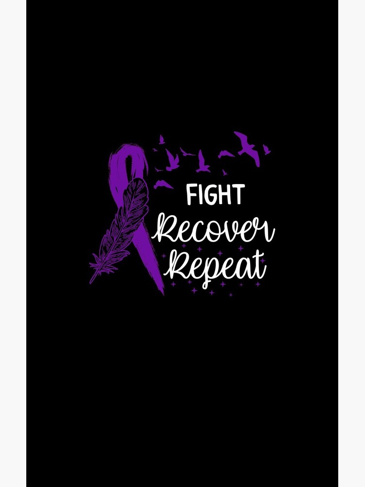Eating Disorder Recovery Shirt Fight Recover Repeat Ed Warrior Purple Ribbon Awareness Gift by Sifoustore