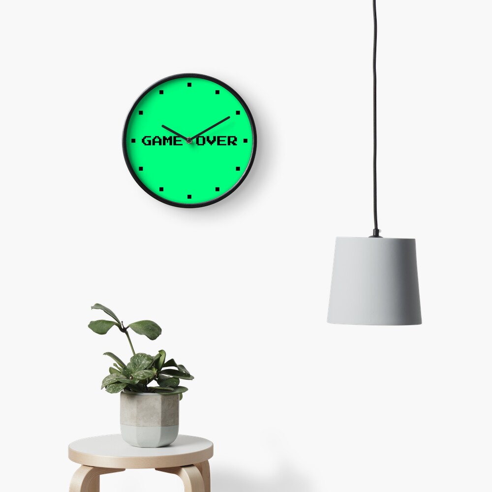 Game Over Retro Gamer Green Clock