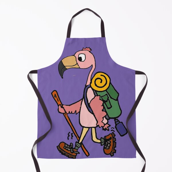 Item preview, Funny Pink Flamingo Hiking Cartoon designed and sold by Nature's Fancy.
