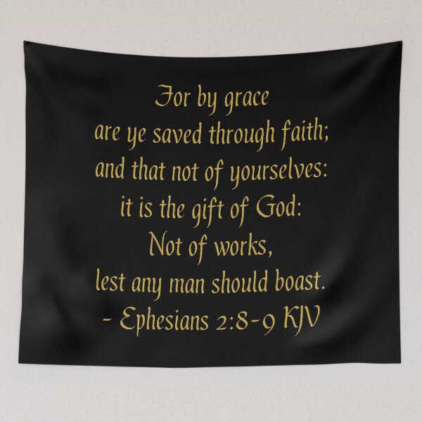 Item preview, Ephesians 2:8-9 KJV - Gold Gothic Print designed and sold by VerShirts.