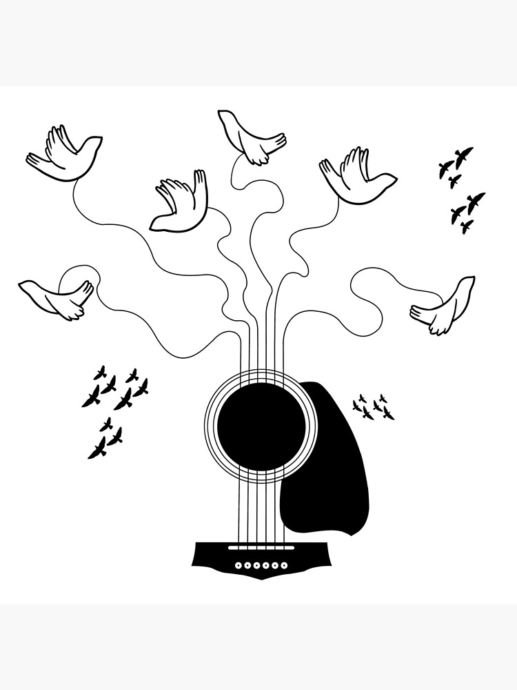 Guitar strings to birds acoustic Art Board Print