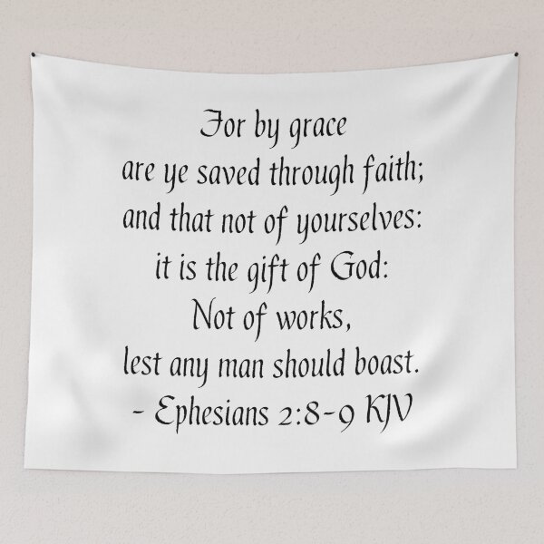 Item preview, Ephesians 2:8-9 KJV - Black Gothic Print designed and sold by VerShirts.