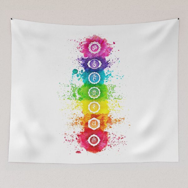 Item preview, 7 Chakras Watercolor With Symbols - VWBG designed and sold by chakraplaza.