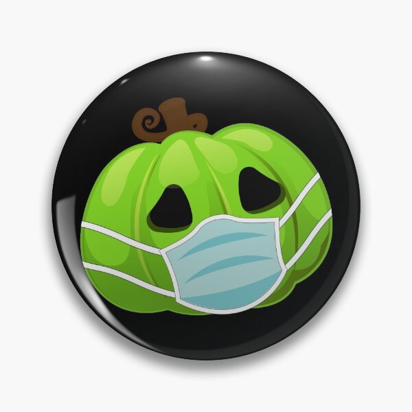 Item preview, Halloween Pumpkin Wearing Face Mask Green designed and sold by denisetees.