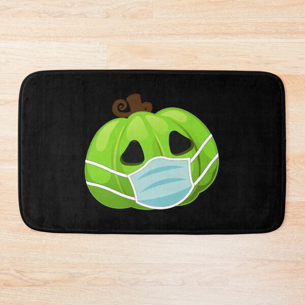 Item preview, Halloween Pumpkin Wearing Face Mask Green designed and sold by denisetees.