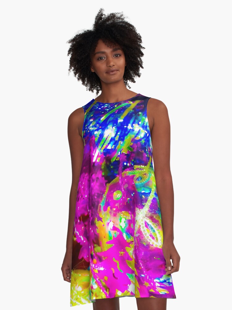 Bright Neon Party Scene A Line Dress for Sale by wildjellybeans Redbubble