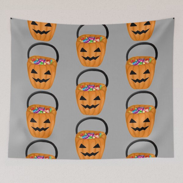 Item preview, Halloween Basket With Sweets Digital Art Drawing- grey background designed and sold by Arthemeral.