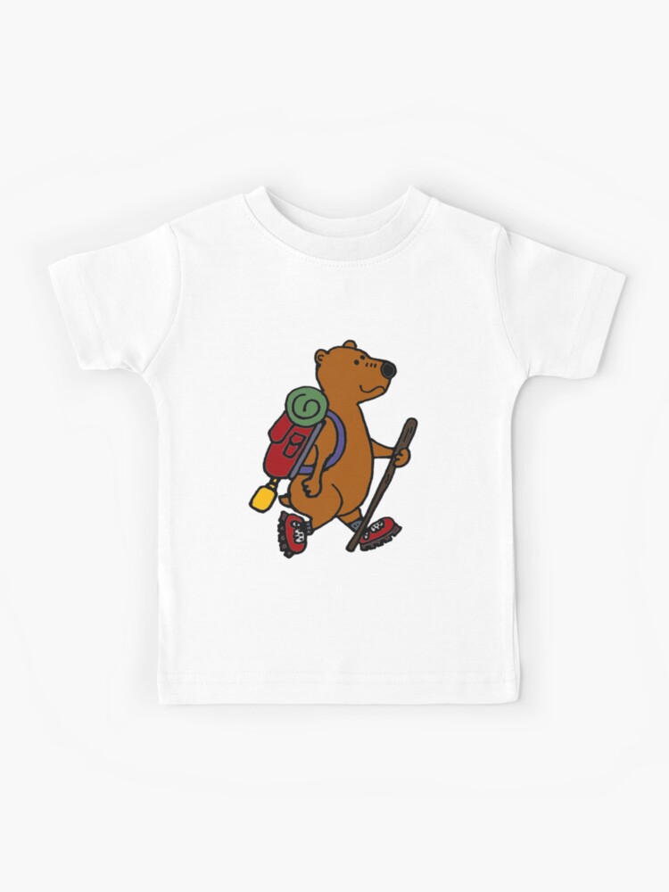 Cool Brown Bear Hiking cartoon 
