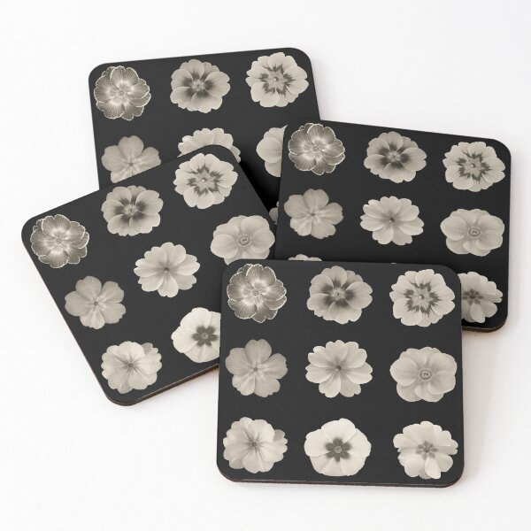 Item preview, Bib flowers 9 Primrose Flowers in Monochromatic B&W Tones designed and sold by CottoVerdi.