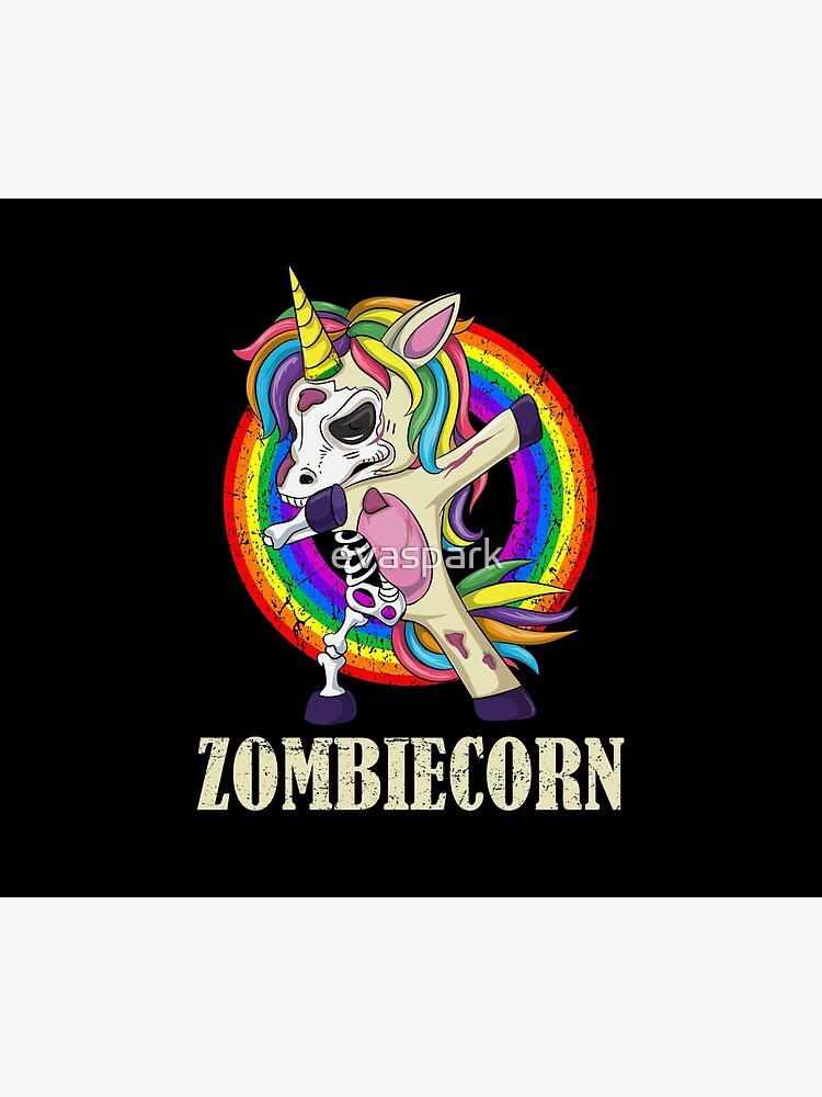 Zombiecorn Halloween Dabbing Unicorn Skeleton Halloween Gift by evaspark