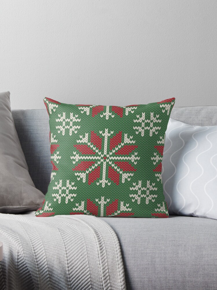 Aperçu 1 sur 4. Coussin avec l'œuvre Jacquard de Noël tricoté créée et vendue par olgart.