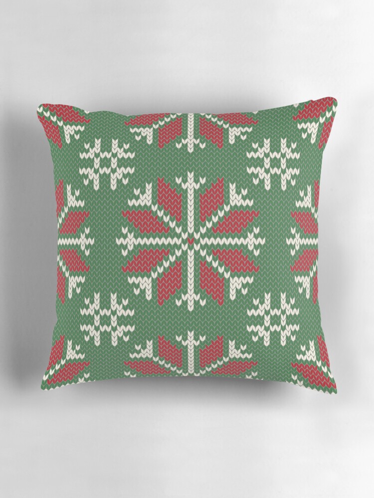 Aperçu 3 sur 4. Coussin avec l'œuvre Jacquard de Noël tricoté créée et vendue par olgart.