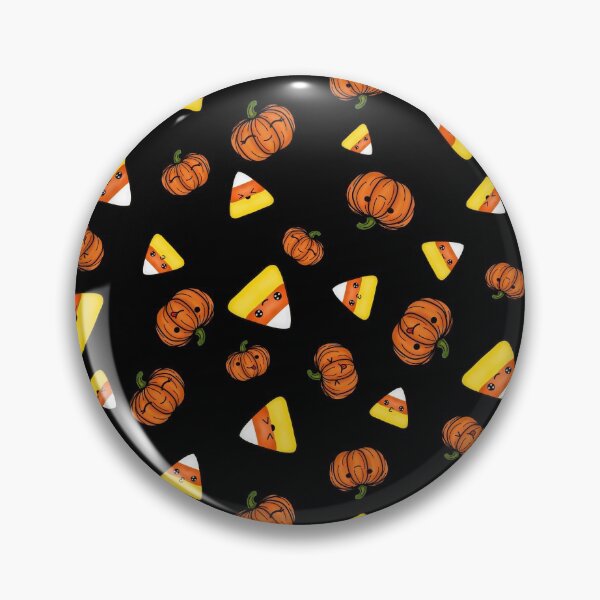 Item preview, Cute Candy Corn and Pumpkin Halloween pattern- black background designed and sold by Arthemeral.