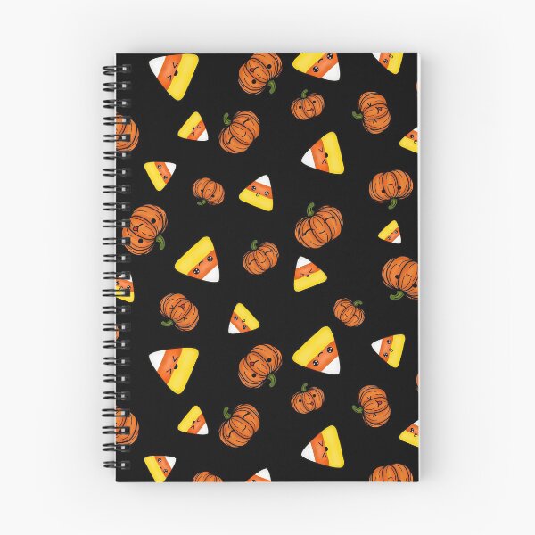 Item preview, Cute Candy Corn and Pumpkin Halloween pattern- black background designed and sold by Arthemeral.