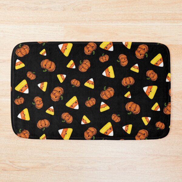 Item preview, Cute Candy Corn and Pumpkin Halloween pattern- black background designed and sold by Arthemeral.