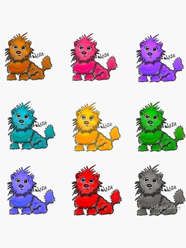 WatZit Enchanted Mythical Creatures in Rainbow Stickers by HappigalArt