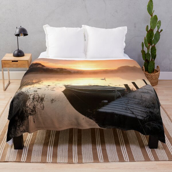 Item preview, Boat & Jetty at Sunrise, Elterwater, Lake District National Park, Cumbria, England designed and sold by Tom Mackie.