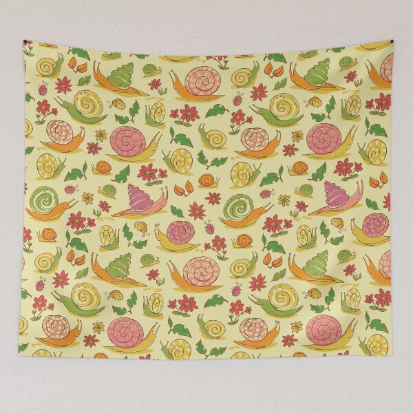 Item preview, Copy of Vector yellow hand drawn snails and flowers repeat pattern.  designed and sold by jamiesoondesign.