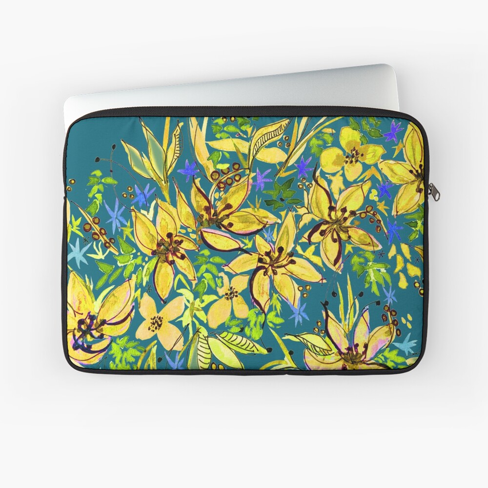Hawaii Sings Yellow with Flowers Laptop Sleeve