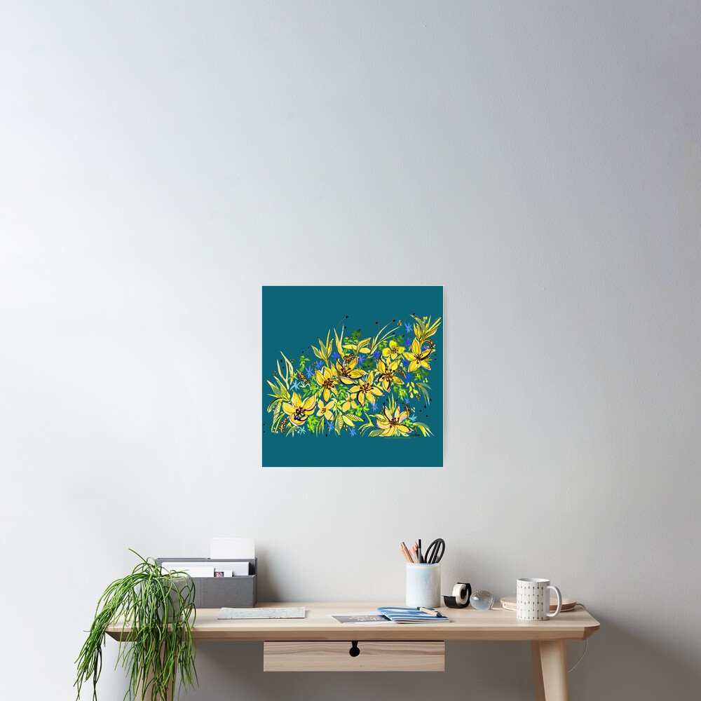 Hawaii Sings Yellow with Flowers Poster