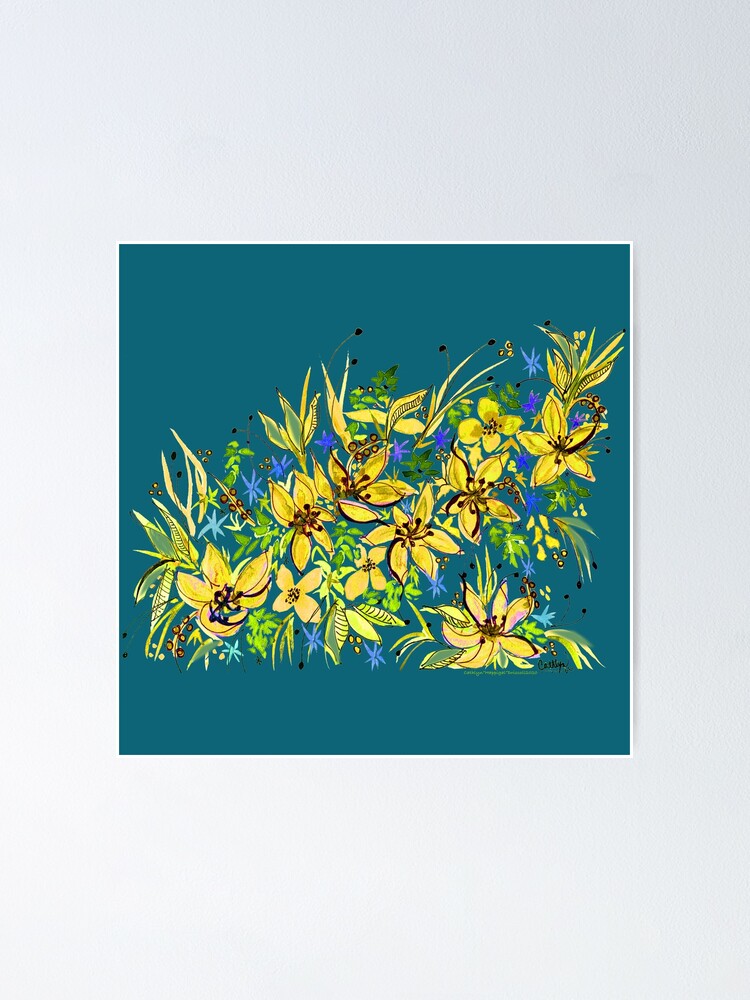 Alternate view of Hawaii Sings Yellow with Flowers Poster