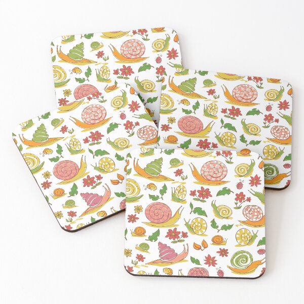 Item preview, Vector white hand drawn snails and flowers repeat pattern.  designed and sold by jamiesoondesign.
