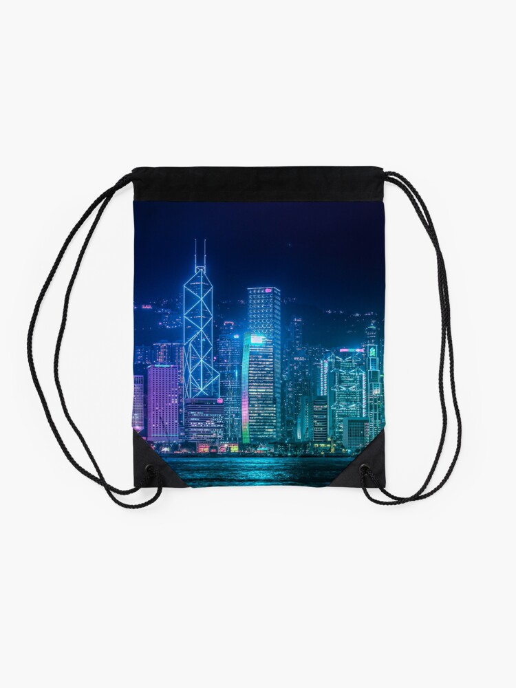 Alternate view of Hong Kong Cityscape Drawstring Bag