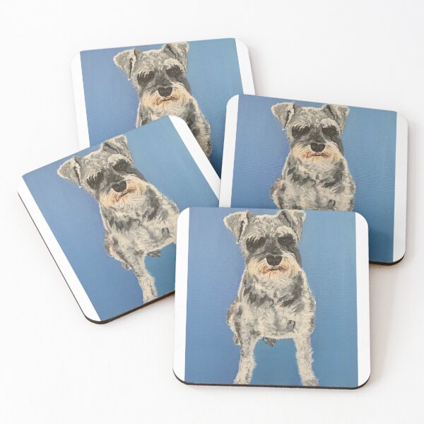 Item preview, Beautiful Schnauzer dog on blue background. designed and sold by shaz141.