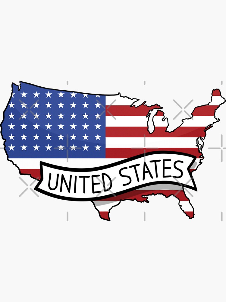 Usa Flag Map Sticker Sticker For Sale By Drawingvild Redbubble