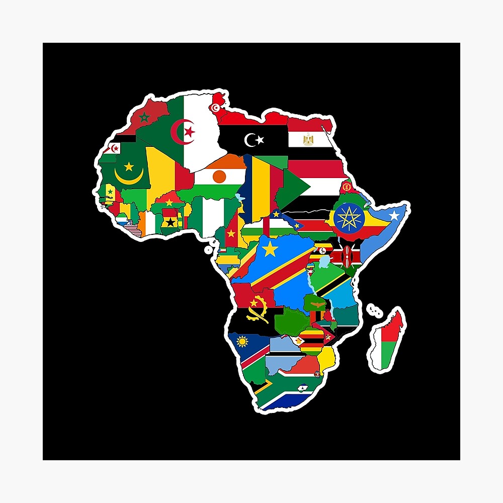 Flags Of Africa Map Africa Flags Map" Poster By Shirteez | Redbubble