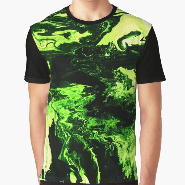 Green Neon Slime Marble Fluid art Graphic T-Shirt