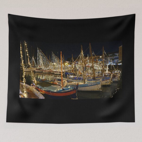 Item preview, the Port of Sanary on a festive evening designed and sold by zoralkia.
