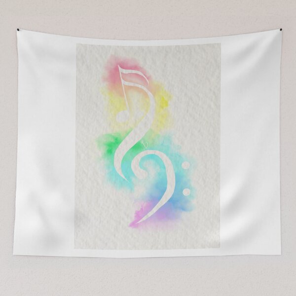 Item preview, Bass and Treble Clef Rainbow Watercolor designed and sold by YitingZarts.