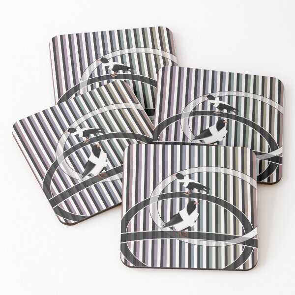 Item preview, Cornish Choughs on a Stripy Background designed and sold by colemanco.