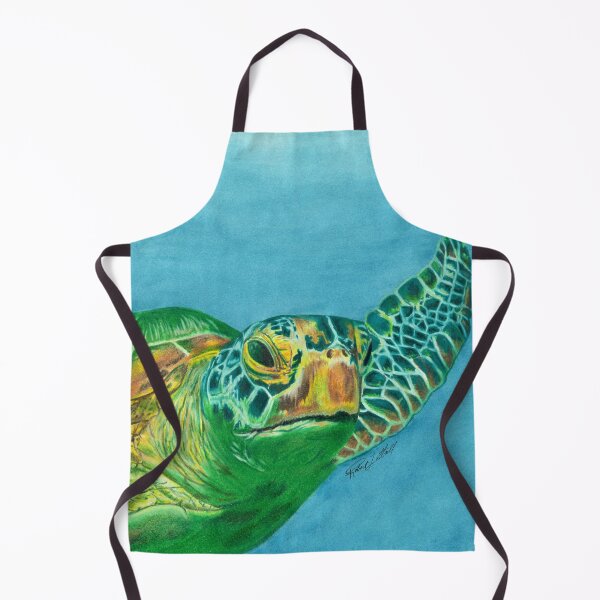 Item preview, Original Green Sea Turtle Colored Pencil Drawing Illustration Watercolor Painted Background Mixed Media Art Nature Ocean Beach Wildlife Art designed and sold by littrellart.