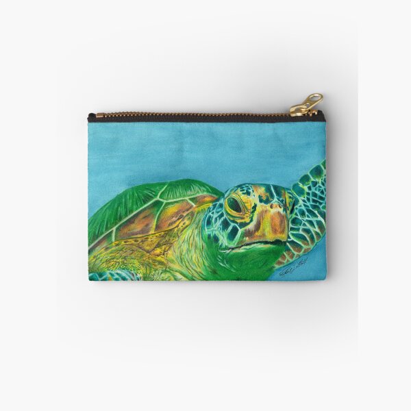 Item preview, Original Green Sea Turtle Colored Pencil Drawing Illustration Watercolor Painted Background Mixed Media Art Nature Ocean Beach Wildlife Art designed and sold by littrellart.
