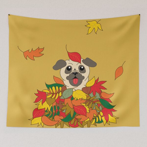 Item preview, Autumn Pug - Leaf Pile designed and sold by ButterflySnow.