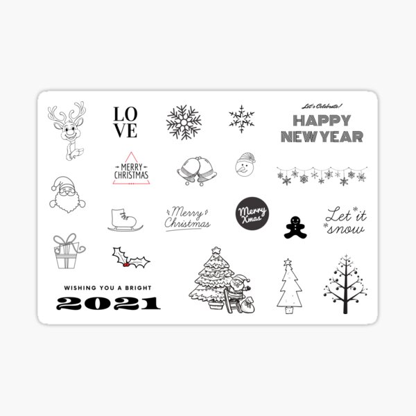 Christmas black and white stickers
