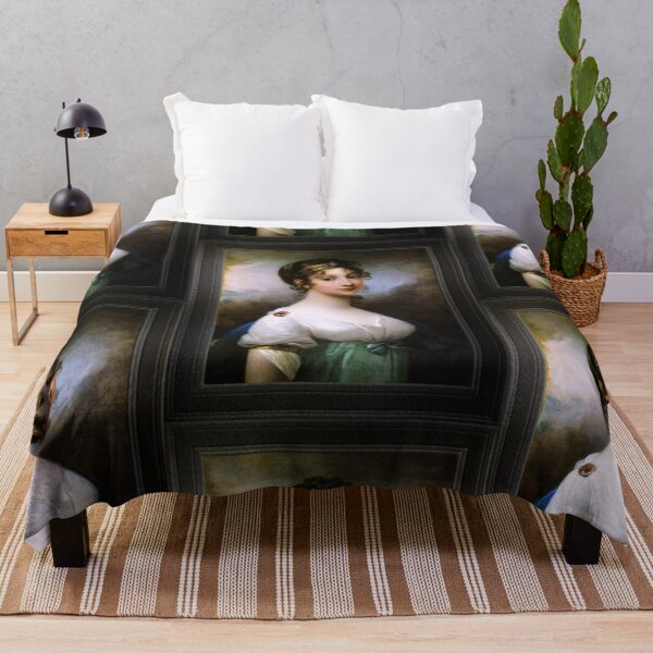 Portrait of Louise of Mecklenburg-Strelitz, Queen of Prussia by Josef Grassi Classical Fine Art Old Masters Reproduction Throw Blanket