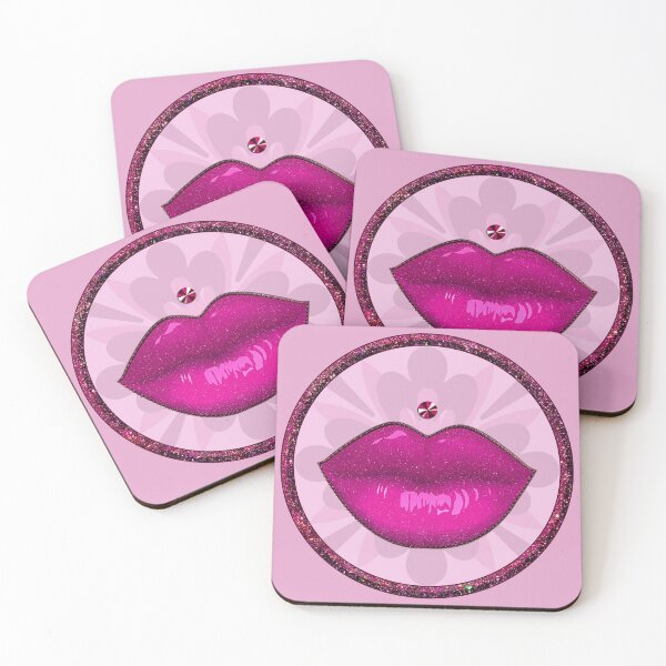 Item preview, Pink lips in hot pink lipstick designed and sold by GlamourChick.
