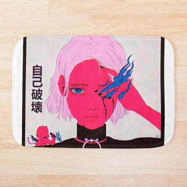 Anime Girl Bath Mats Redbubble - blonde anime girl in the rain roblox