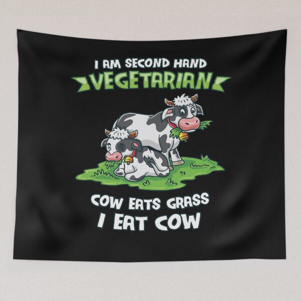 Item preview, I am second hand vegetarian cow eats grass i eat cow designed and sold by Tagesapfel.