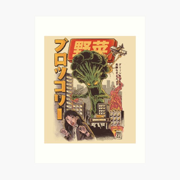 aber es ist etwas Tödliches geworden. Die schreckliche Broccozilla! Kunstdruck
