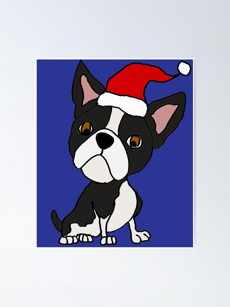 boston terrier santa hat