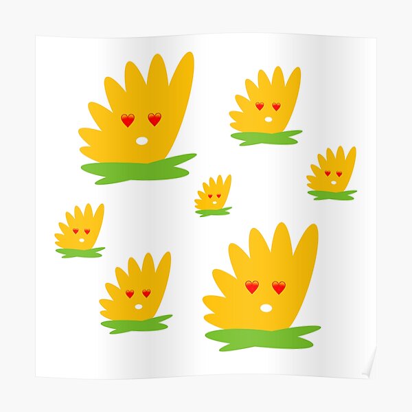 Yellow Art Flower Stickers Poster