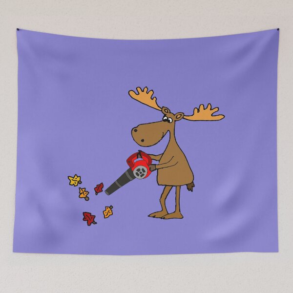 Item preview, Funny Moose Blowing Leaves Cartoon designed and sold by Nature's Fancy.